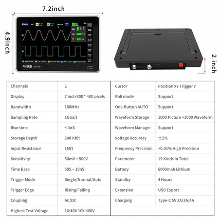 FNIRSI 1013D Draagbare 2-Kanaals Automotive Oscilloscoop – 100 MHz / 1GSa/s