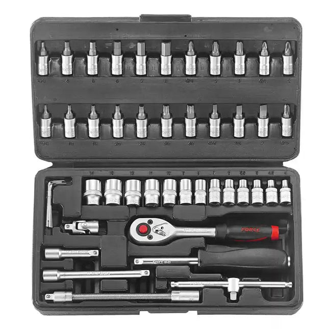 Force 2462, 1/4" Doppenset 6-kant 46 delig