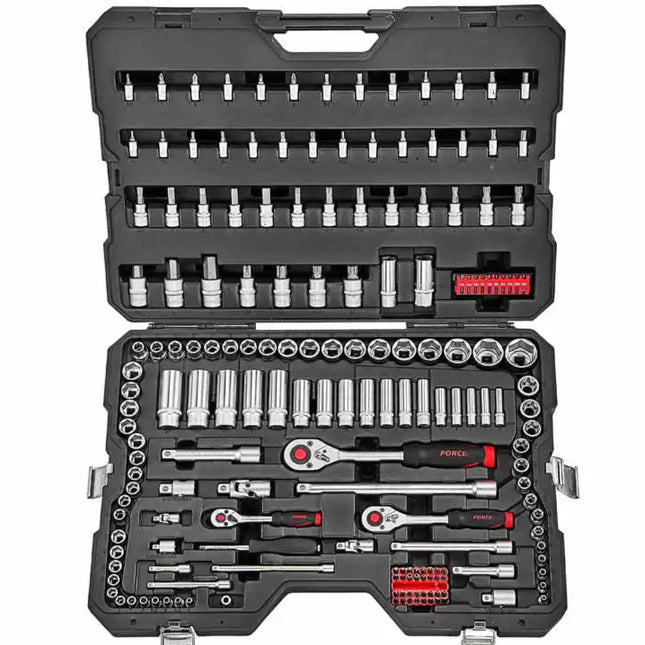 Force 41801, 1/4", 3/8" en 1/2" Gereedschapsset 6-kant 180-delig