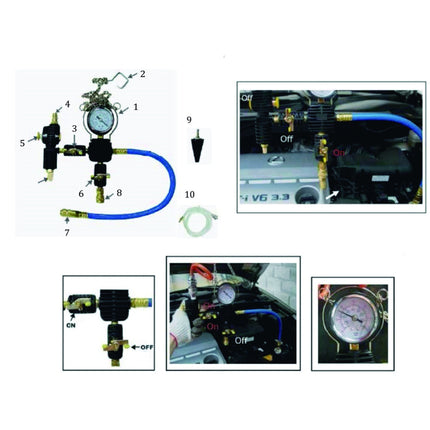 JTC 4842A Radiateur Druktestset 28-delig - Koelsysteem Tester met Manometer en Adapters