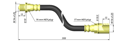 AD-M14-flex flexibele slang voor drukopnemer in cilinder