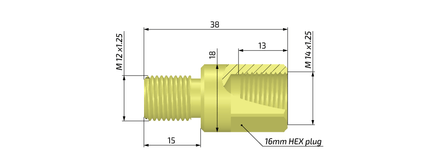 AD-M14-M12-adapter voor druktransducer in de cilinder