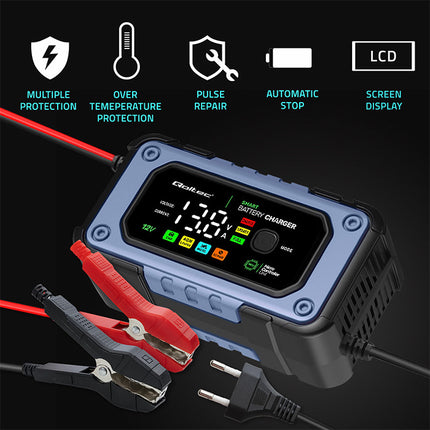 52486 QOLTEC automatische microprocessor acculader – 7A, 12V, 4 laadmodi