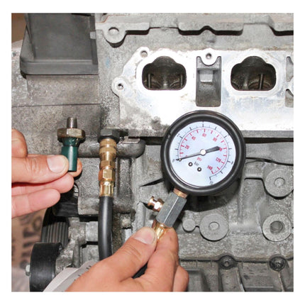 Universele oliedruktester / oliedrukmeter, 0–10 bar, 12-delig.